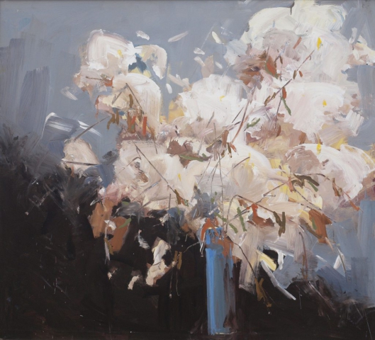loosely painted white cream floral still life